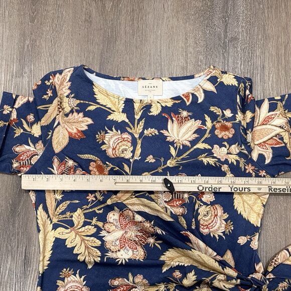 Sezane Pippa Dress Large Floral Maxi Organic Cotton Blue Never Ending Summer - Picture 4 of 15